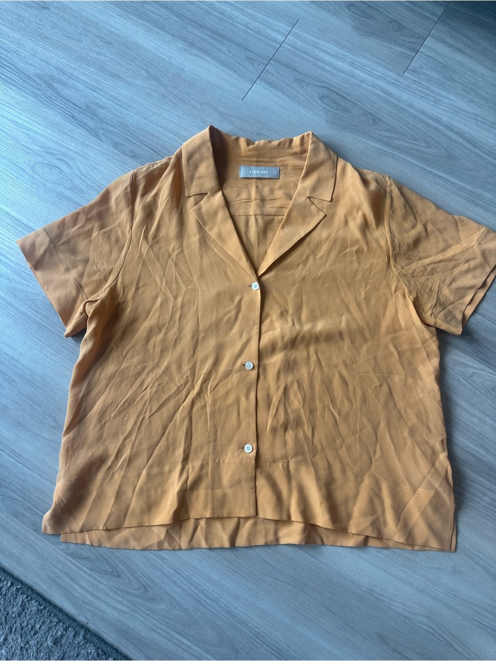Everlane 100% Silk Light Orange Button Up Blouse Womens 8